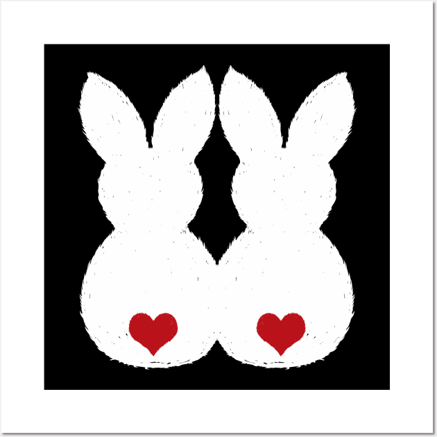 Easter Bunny Love Couple Shirts and Gifts Wall Art by Shirtbubble